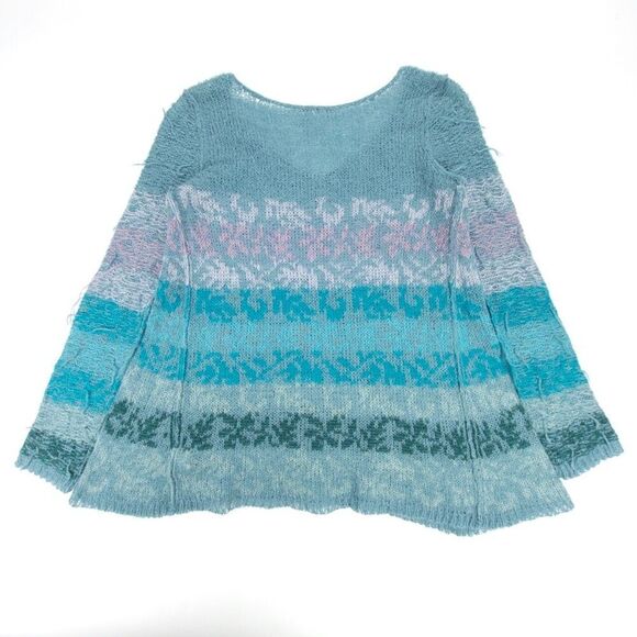 FREE PEOPLE Alpaca Wool Candlelight Oversized Tunic Sweater Small Blue Boho - Picture 5 of 8